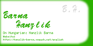 barna hanzlik business card